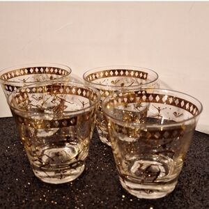 4 Rare Vintage MCM Josephine Baker tribal dance whiskey glasses